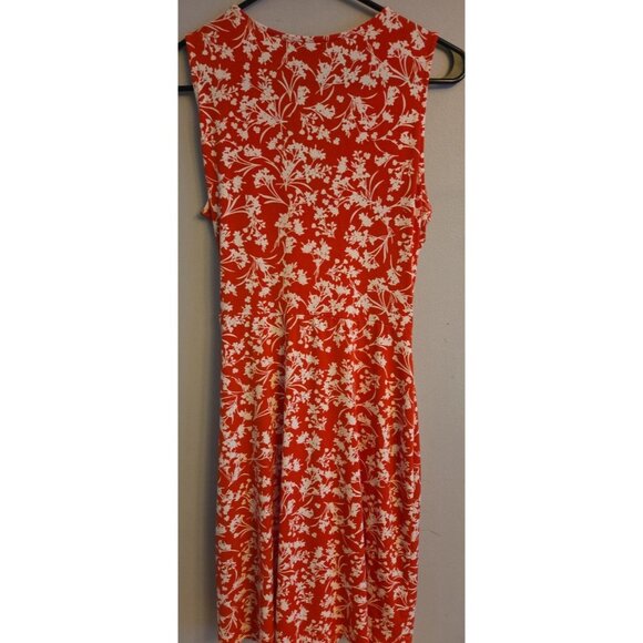 HAIL3Y:23 Faux Wrap Red Dress with White Leaf Pattern Women's Size Medium - Picture 4 of 5